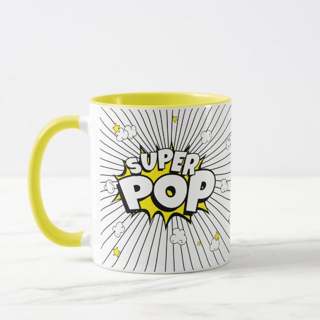 Mug Minimal Fun SUPER POP! Popcorn Pun | Pop Art (Gauche)