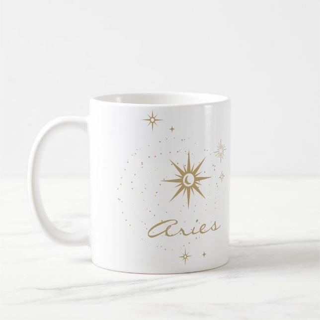 Mug Minimal Gold Celestial Aries Zodiac Sign (Gauche)