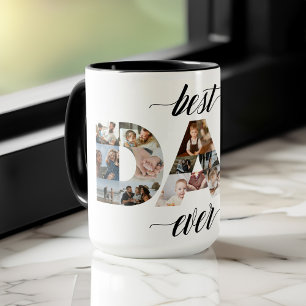 Mug Minimal meilleur papa jamais DAD 18 Photo Collage