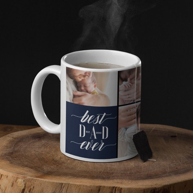 Mug Minimal moderne meilleur papa jamais Script photo  (Créateur téléchargé)