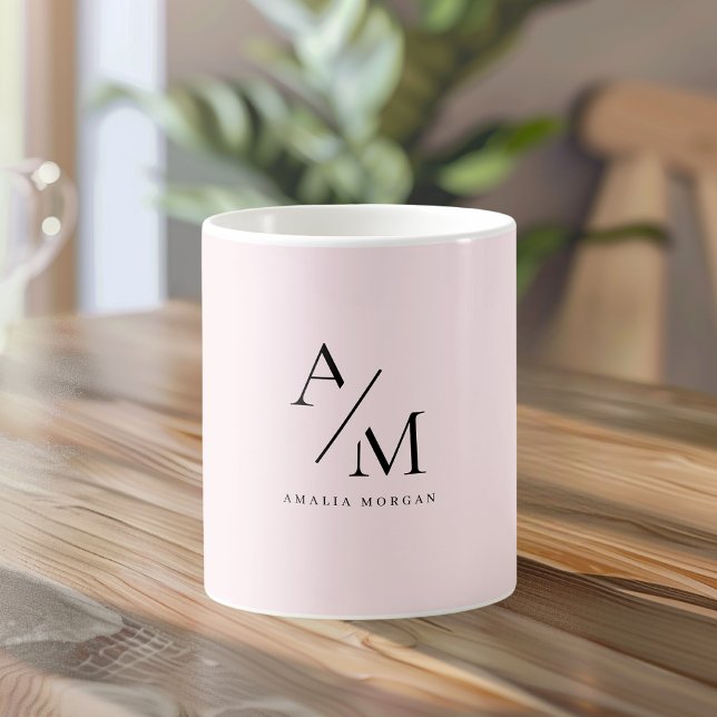 Mug Minimal Pastel rose initial et personnalisé (Créateur téléchargé)