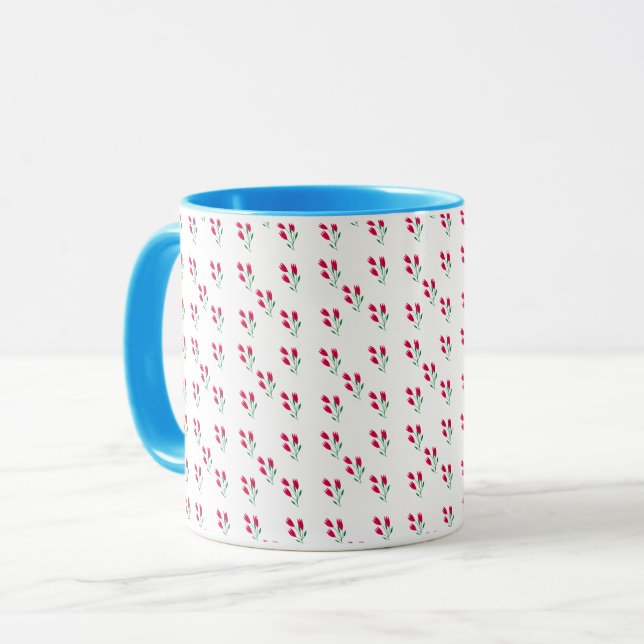 Mug Minimal Pink Tulip Floral Pattern  (Devant gauche)