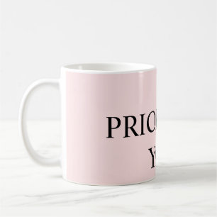 Mug Minimal Prioriser Vous Citation rose pastel