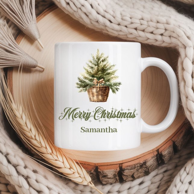 Mug Minimal Scandinavian neutral art custom name Xmas (Minimal Scandinavian neutral art custom name Christmas mug

)
