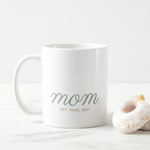 Mug Minimal Vert Sauge Écriture & Or Maman Établie