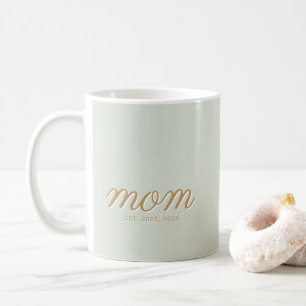 Mug Minimal Vert Sauge Écriture & Or Maman Établie