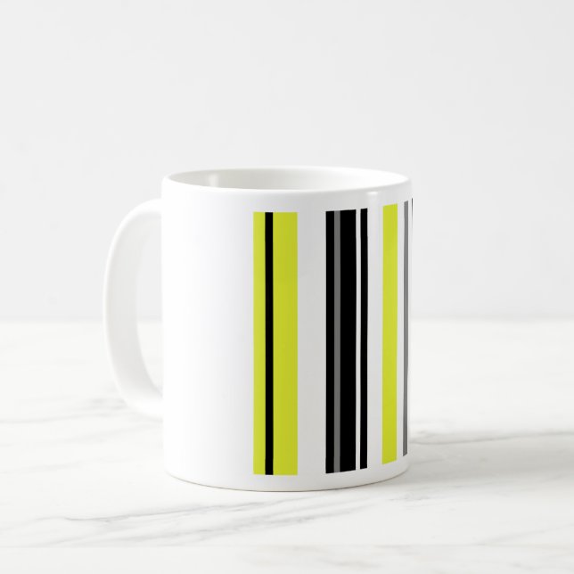 Mug Minimalisme Rayures Jaunes et Noires (Devant gauche)