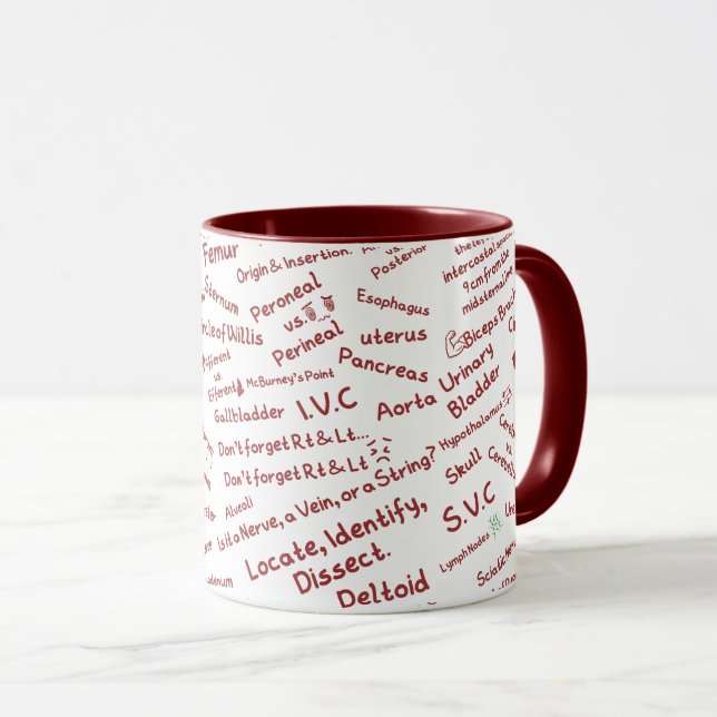Mug Minimalist Anatomy Pattern Medical Professional Mu (Devant droit)