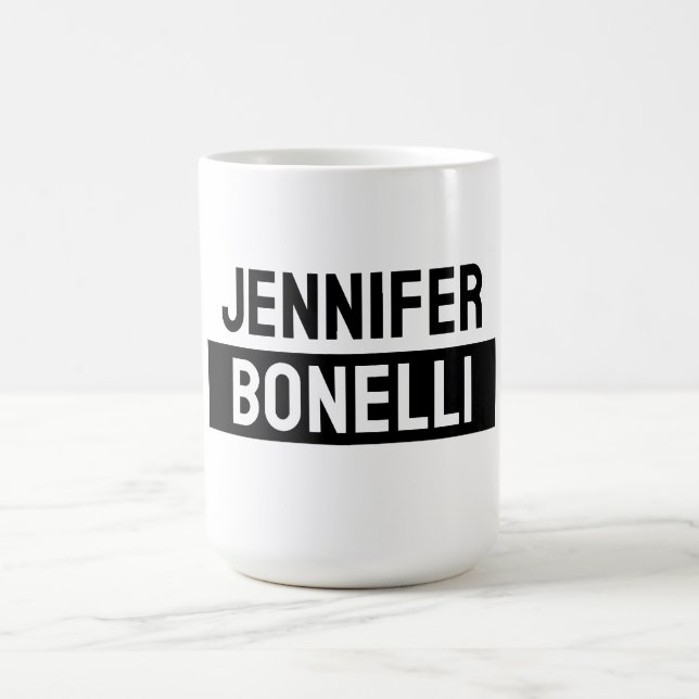 Mug Minimalist Black & White Plain Elegant Modern Name (Centre)