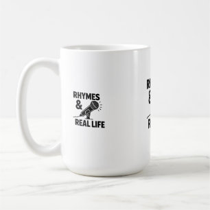 Mug Minimalist Black & White “RHYPES & REAL LIFE” Micr