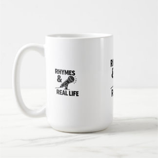 Mug Minimalist Black & White “RHYPES & REAL LIFE” Micr