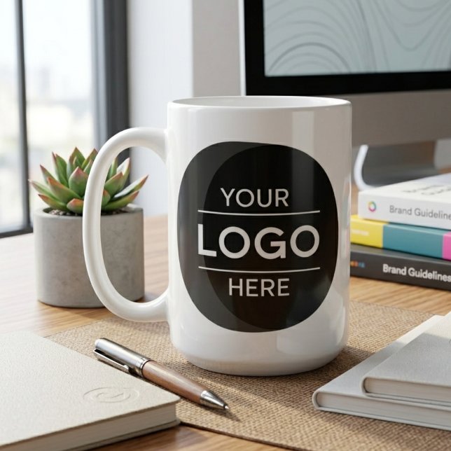 Mug Minimalist Business Logo Black Circle Design (Créateur téléchargé)