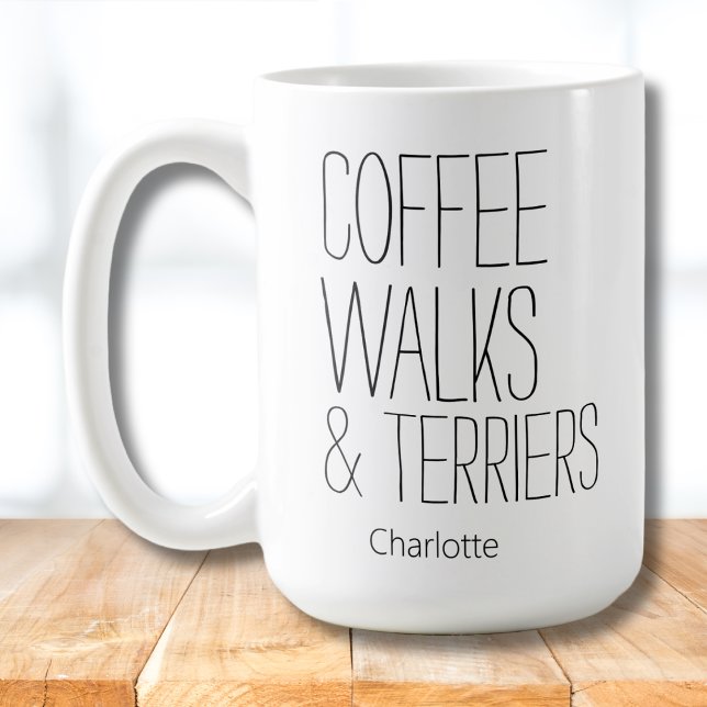 Mug Minimalist Coffee Walks & Terriers Ajouter un nom (Créateur téléchargé)