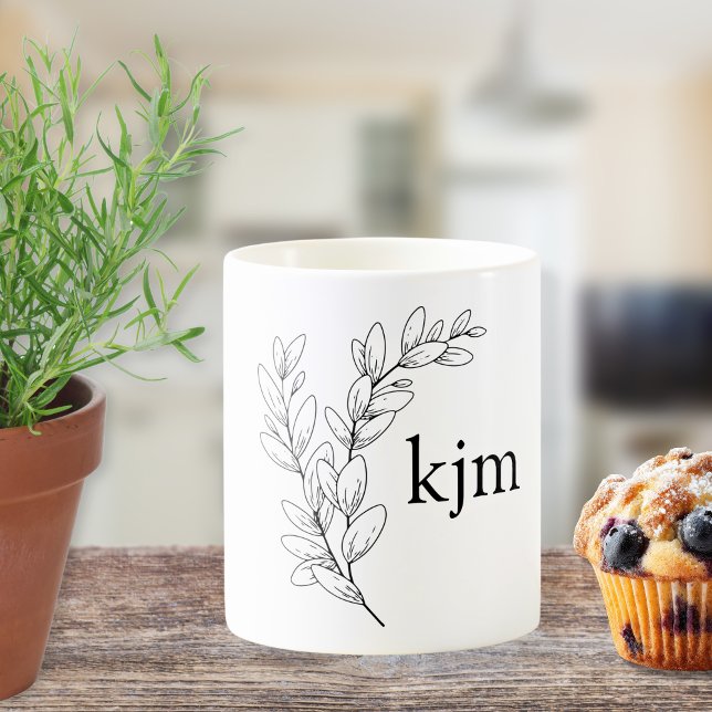 Mug Minimalist Foliage Monogram  (Créateur téléchargé)