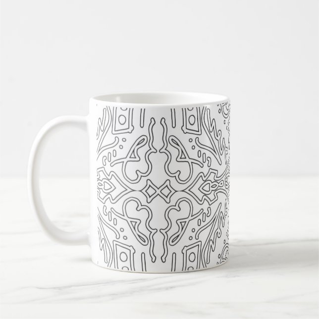 Mug Minimalist Grey Floral Pattern (Gauche)