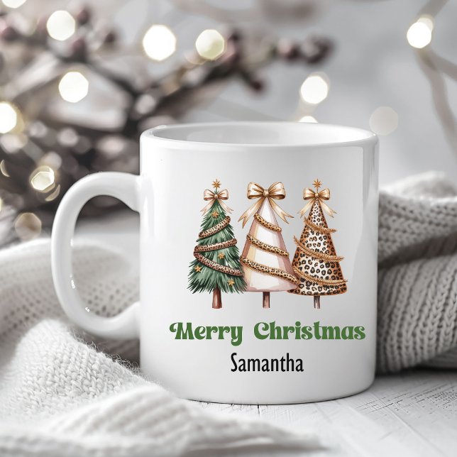 Mug Minimalist leopard christmas trees personalized  (Minimalist leopard christmas trees personalized mug)