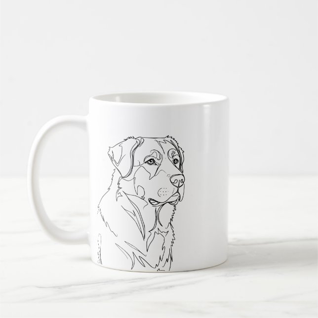 Mug Minimalist Modern Dog Line Art Drawing (Gauche)