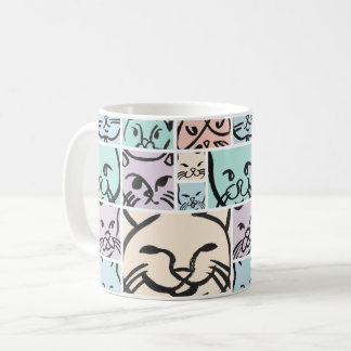 Mug Minimalist Pastel Cat Faces