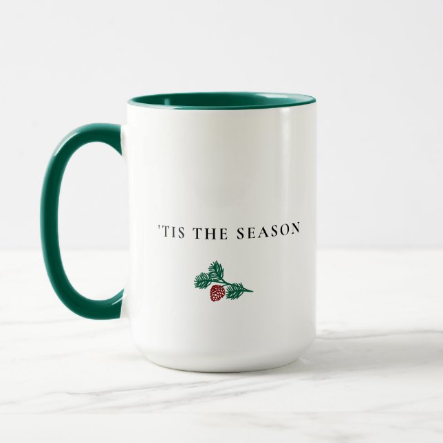 Mug Minimalist Pine Branch Christmas – ’Tis The Season (Gauche)