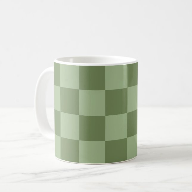Mug Minimalist Sage Green Checkerboard Pattern (Devant gauche)