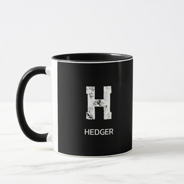 MUG MINIMALIST WHITE ONE LETTER MONOGRAM NAME BLACK (Gauche)