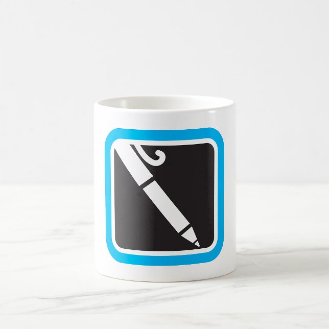 Mug Minimalist White Pen Silhouette Writer Icon (Créateur téléchargé)