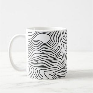 Mug Minimalist White Topographic Line Art 🌍