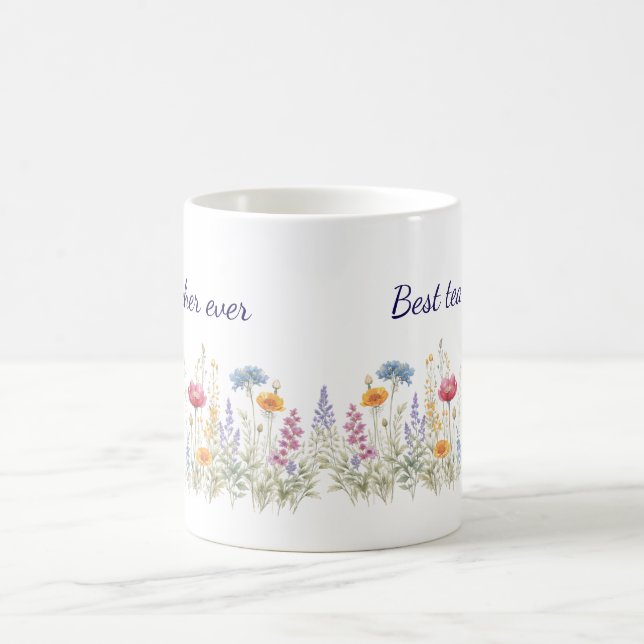Mug Minimalist Wildflower Meadow Mug, personalised  (Centre)