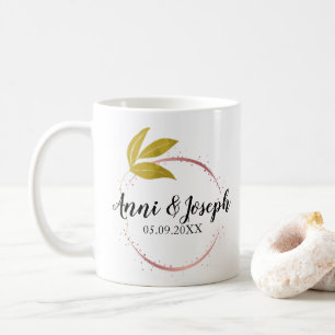 Mug Minimaliste Ajouter un nom de couple Date Rose ros