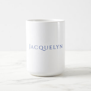 Mug Minimaliste Blanc Bleu Élégant Moderne Nom