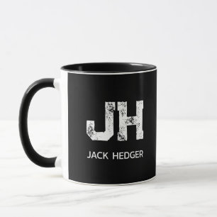 MUG MINIMALISTE BLANC MONOGRAMME À DEUX LETTRES NOM NO