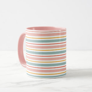 Mug Minimaliste Boho Lignes Horizontales Tons Terreux