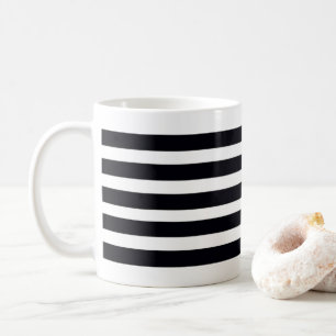 Mug Minimaliste Chic Classique Rayures Noires et Blanc