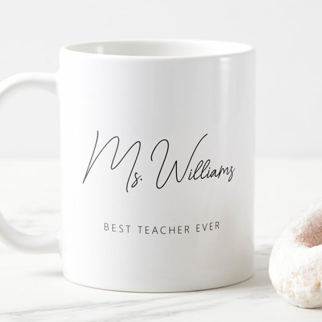 Mug Minimaliste du meilleur enseignant jamais (Best Teacher Ever Minimalist Coffee Mug. A cute way to say thank you!)