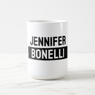 Mug Minimaliste Élégant Moderne Nom Simple Noir & Blan