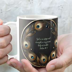 Mug Minimaliste Élégant Plumes de Paon Personnalisable