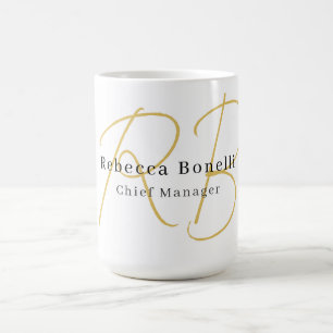 Mug Minimaliste Exclusif Moderne Monogramme Couleur Or