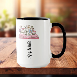 Mug Minimaliste Floral Violet / Rose Livre Personnalis