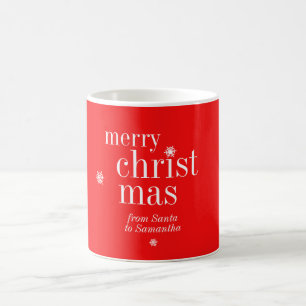 Mug Minimaliste Joyeux Noël Neige du Père Noël rouge