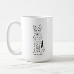 Mug Minimaliste Ligne d'art de Chien de Berger Alleman
