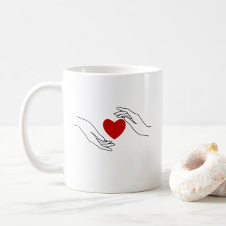 Mug Minimaliste Mains Offrant l'Amour de l'Art du Cœur