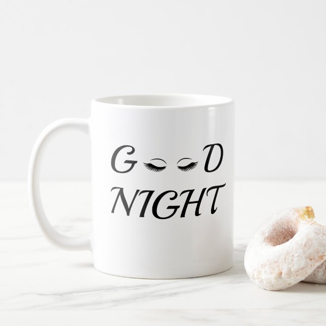 Mug Minimaliste Moderne Bonsoir Cils Esthétique (Avec donut)
