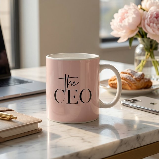 Mug Minimaliste Moderne Personnalisé CEO Rose (Créateur téléchargé)