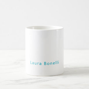 Mug Minimaliste Moderne Professionnel Nom Bleu Azur