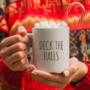 Mug Minimaliste noir et blanc "Deck the Halls"