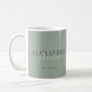 Mug Minimaliste Script Boho Vert Sauge Entreprise pers