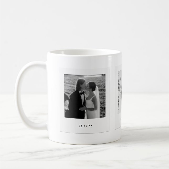 Mug Minimalistic Couple 3 Polaroid Photos Wedding (Gauche)