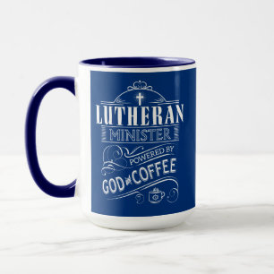 Mug Ministre luthérien, actionné par Dieu et le café