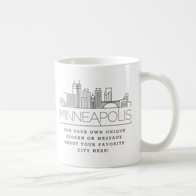 Mug Minneapolis | Stylisé City Skyline Custom Slogan (Droite)