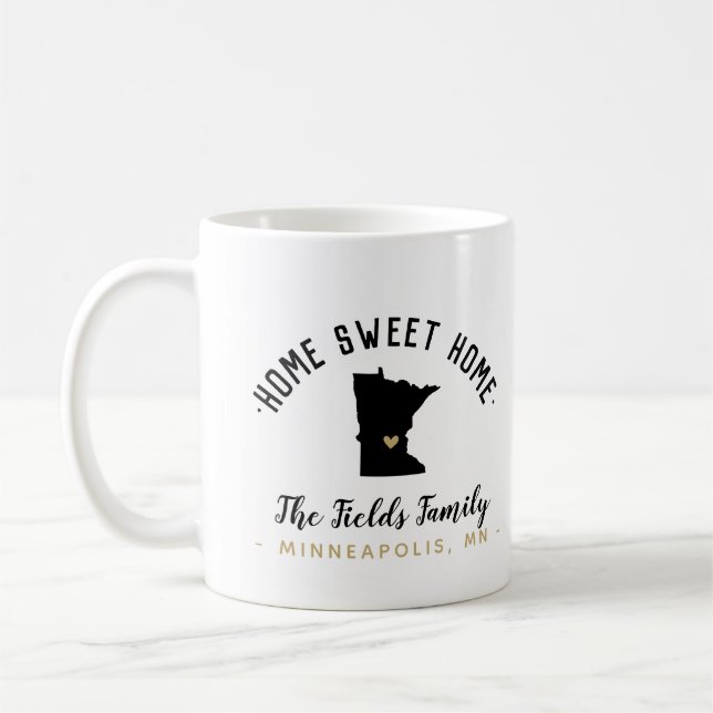 Mug Minnesota Accueil Sweet Home Famille Monogramme Mu (Gauche)